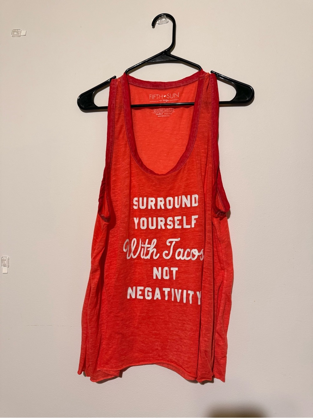 Fifth Sun Red Graphic Tank - 'Surround Yourself With Tacos'